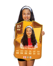 Load image into Gallery viewer, Creator Series 25 Matchday MVP finished card held for scale