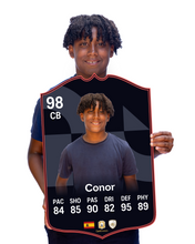 Load image into Gallery viewer, Creator Series 26 Spanish League Monthly Star finished card held for scale