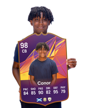 Load image into Gallery viewer, Creator Series 25 Speed Stars finished card held for scale
