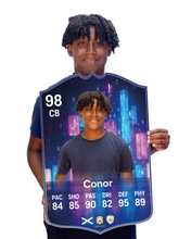 Load image into Gallery viewer, Creator Series 26 Retro Recall finished card held for scale
