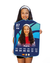 Load image into Gallery viewer, Creator Series 26 Spanish Women's League Monthly Star finished card held for scale

