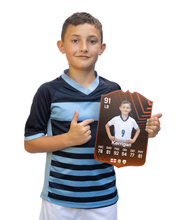 Load image into Gallery viewer, Creator Series 26 European League Knockout Journey finished card held for scale
