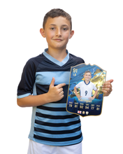 Load image into Gallery viewer, Creator Series 25 Season XI (2020 Retro) finished card held for scale
